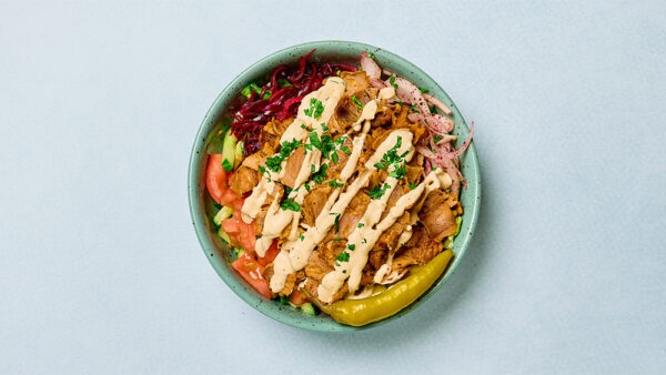 Fläskkebab, sallad