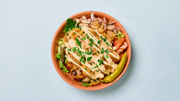 Kycklingkebab, sallad